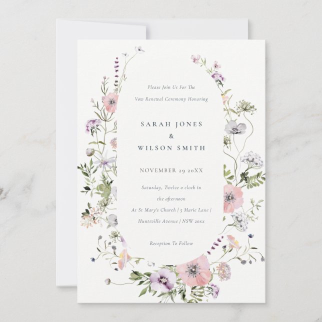 Invitación a la renovación del marco de flor silve (Anverso)