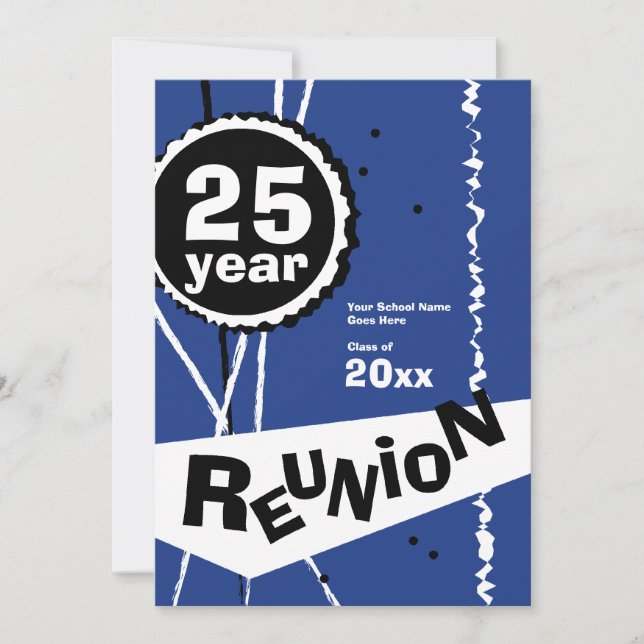 Invitación a la reunión de clase azul Personalizab (Anverso)