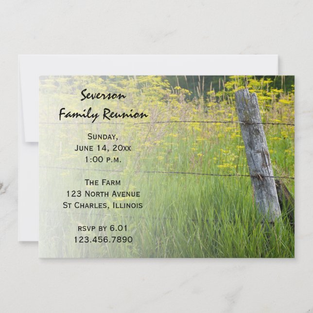 Invitación a la reunión de familia Rustic Fence Po (Anverso)