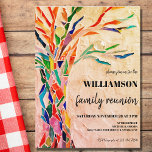 Invitación a la Reunión de Familia Rustica de Árbo<br><div class="desc">Invite a su familia a reunirse con su familia con esta rústica postal de invitación. Cuenta con un colorido árbol familiar de mosaicos sobre un fondo beige. Personalizable fácil. Para editar más a fondo, utilice la herramienta de diseño para cambiar el tipo de letra, el tamaño del tipo de letra...</div>