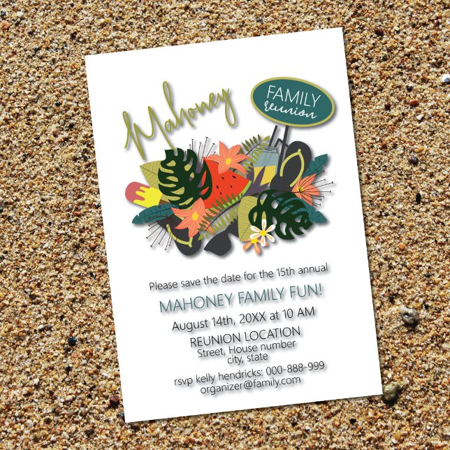 Invitación a la Reunión de Familia Tropical Floral (Family Reunion - exotic style)