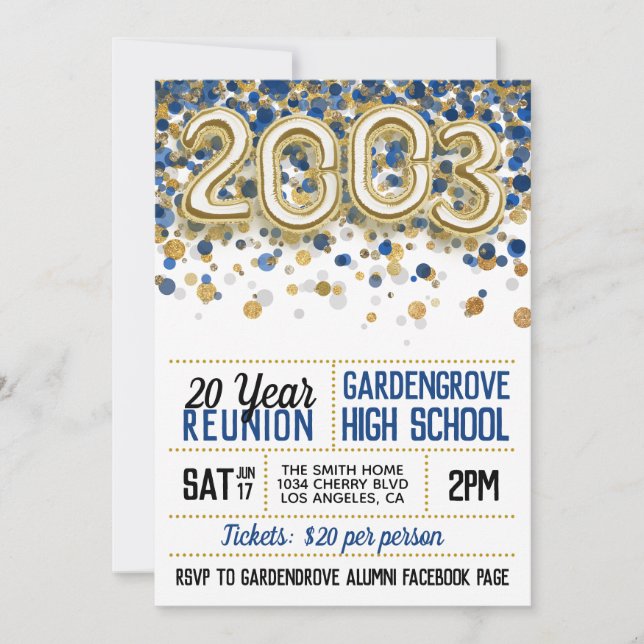 Invitación a la reunión de la escuela secundaria d (Anverso)