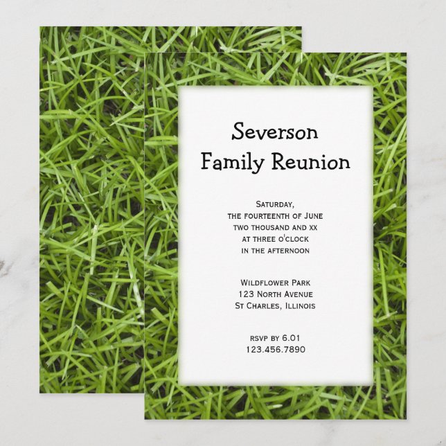 Invitación a la reunión de la familia Green Grass (Anverso / Reverso)