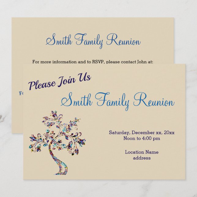 Invitación a la Reunión de la Familia Nebula Tree (Anverso / Reverso)