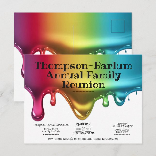 Invitación a la reunión de la familia Splash Color (Anverso / Reverso)