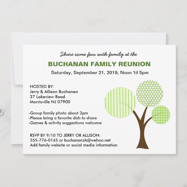 Invitación a la Reunión de la Familia Whimsical de (Anverso)