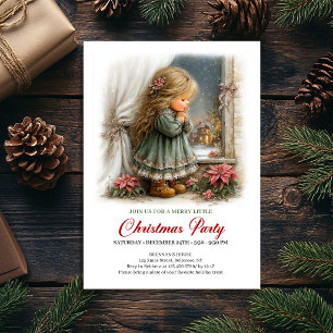 Invitación a la reunión de Navidad niña linda invi