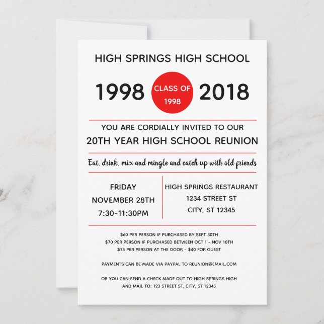 Invitación a la reunión de secundaria (Anverso)