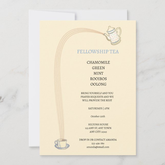 Invitación a la reunión de té cristiana (Anverso)
