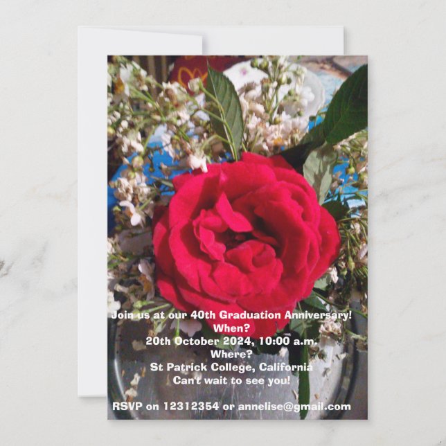 Invitación a la reunión del aniversario de graduac (Anverso)