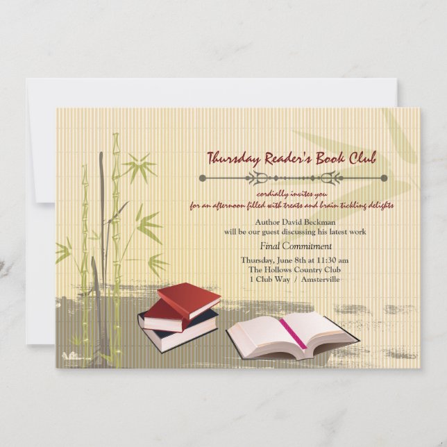 Invitación a la reunión del club de libros (Anverso)