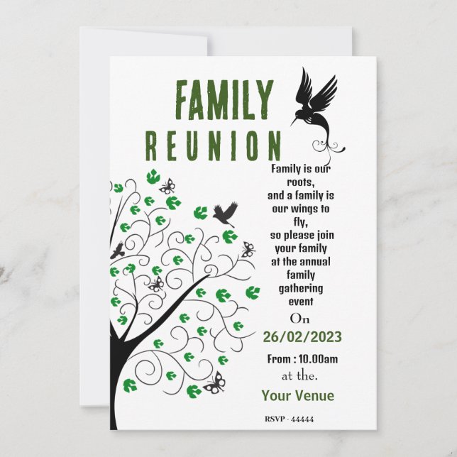 Invitación a la Reunión Familiar Birds (Anverso)