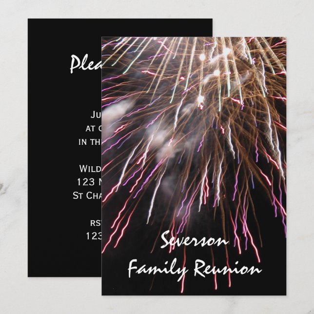 Invitación a la Reunión Familiar de Fireworks (Anverso / Reverso)
