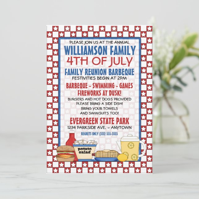 Invitación a la Reunión Familiar del 4 de Julio (Anverso de pie)