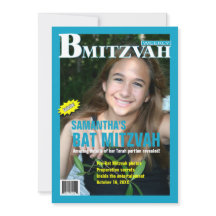 Invitación a la revista Bat Mitzvah Verde azulada