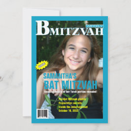 Invitación a la revista Bat Mitzvah Verde azulada