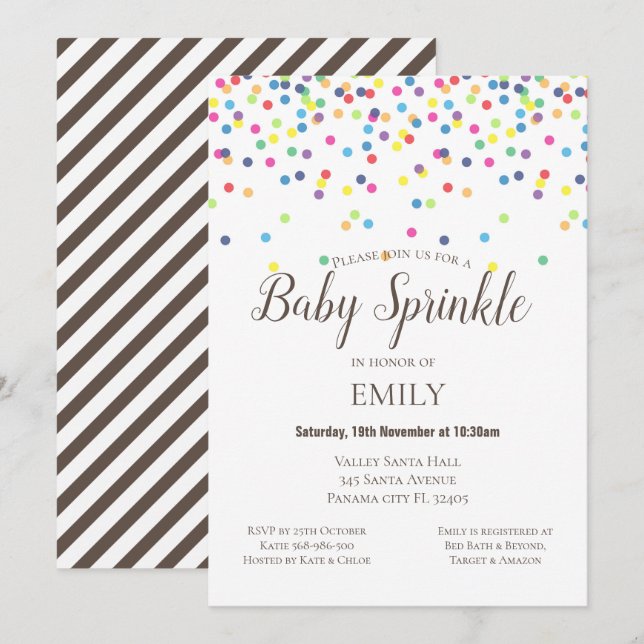 Invitación a la rociada de bebé confetti - Baby Sh (Anverso / Reverso)