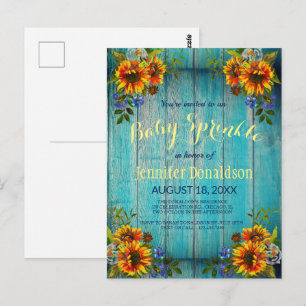 Invitación a la rociada de bebé de girasol azul ru