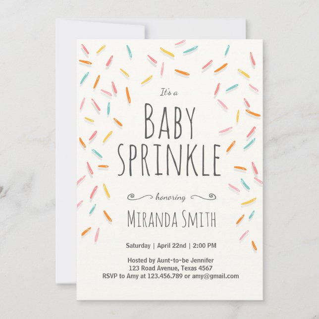 Invitación a la rociada de bebé Sprinkles Confetti (Anverso)