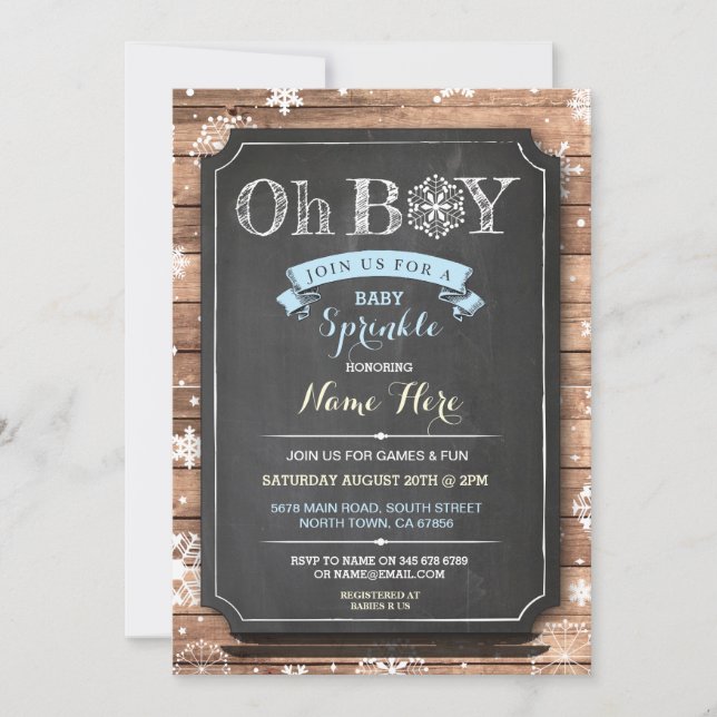 Invitación a la rociada de invierno de Baby Shower (Anverso)