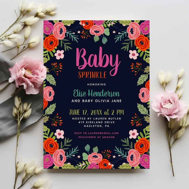 Invitación a la rociada de un bebé floral brillant (Subido por el creador)