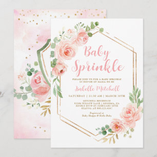 Invitación a la rociada de un bebé floral de Rubor
