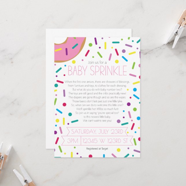 Invitación a la rociada de una niña bebé (Anverso/Reverso In Situ)