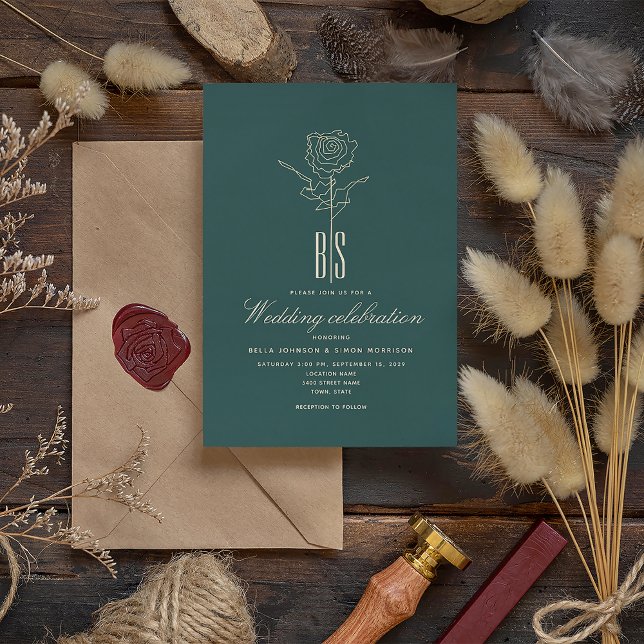Invitación a la Romántica Boda Verde Esmeralda de  (Subido por el creador)