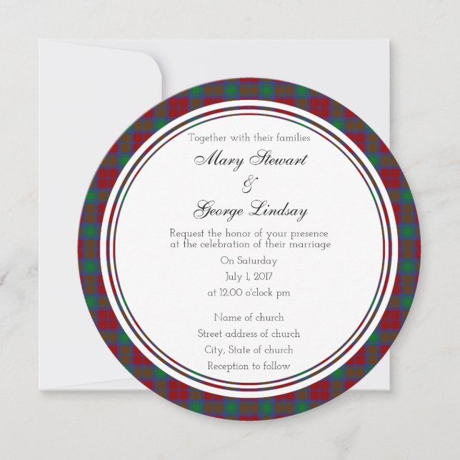 Invitación a la ronda de Bodas escoceses a Lindsay (Anverso)