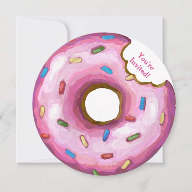 Invitación a la ronda de cumpleaños de Donut Rosad (Anverso)