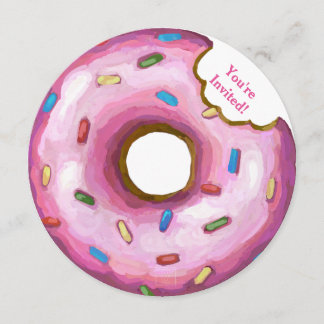 Invitación a la ronda de cumpleaños de Donut Rosad