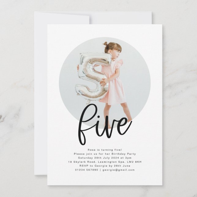 Invitación a la ronda fotográfica cinco cumpleaños (Anverso)