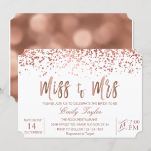Invitación a la Rosa a la ducha de novia dorada, s