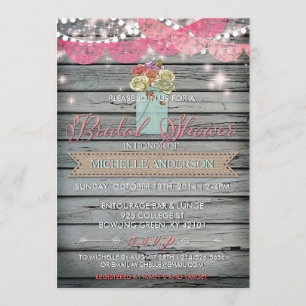 Invitación a la Rosa de campo Rustic Mason Jar Bri