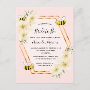 Invitación a la rosa de novia a la ducha de oro