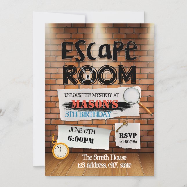 invitación a la sala de escape (Anverso)