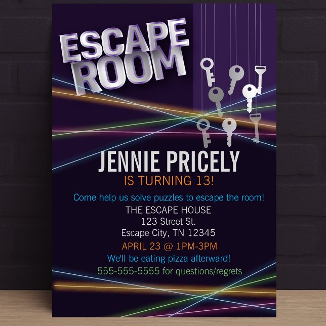 Invitación a la sala de escape colorida (Colorful Escape Room Invitation
)