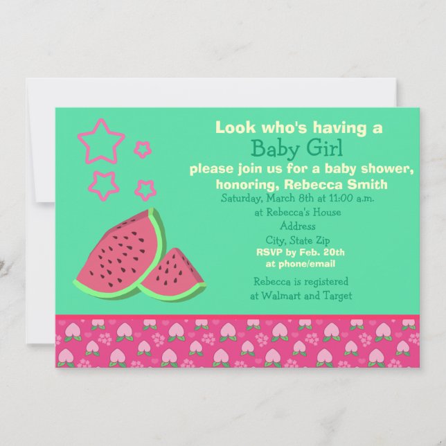 Invitación a la sandía Baby Shower (Anverso)