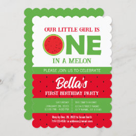 Invitación a la sandía del primer cumpleaños con i