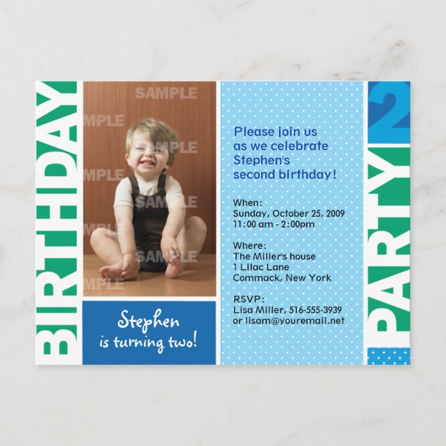 Invitación a la segunda fiesta de cumpleaños de Po (Anverso)