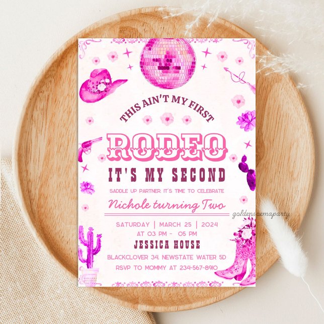 Invitación a la segunda fiesta de rodeo de vaquera (Cowgirl Second Rodeo Party Invitation)