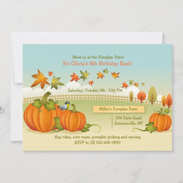 Invitación a la selección de calabaza del otoño (Anverso)