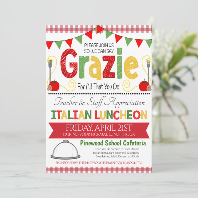 Invitación a la Semana de Apreciación Italiana (Anverso de pie)