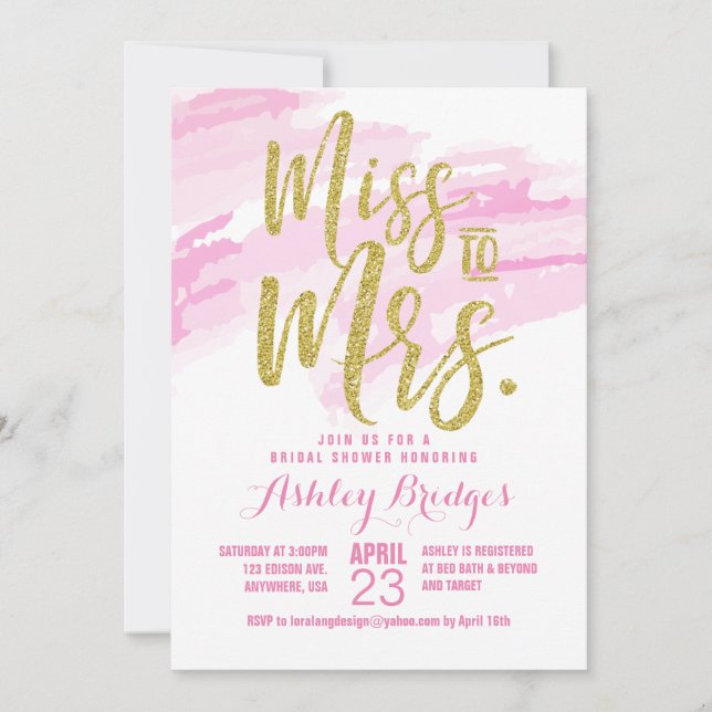 Invitación a la señora Bridal Shower (Anverso)