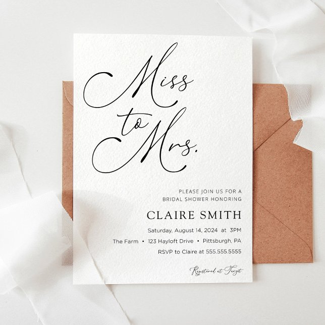 Invitación a la señora Calligraphy Bridal Shower (Subido por el creador)