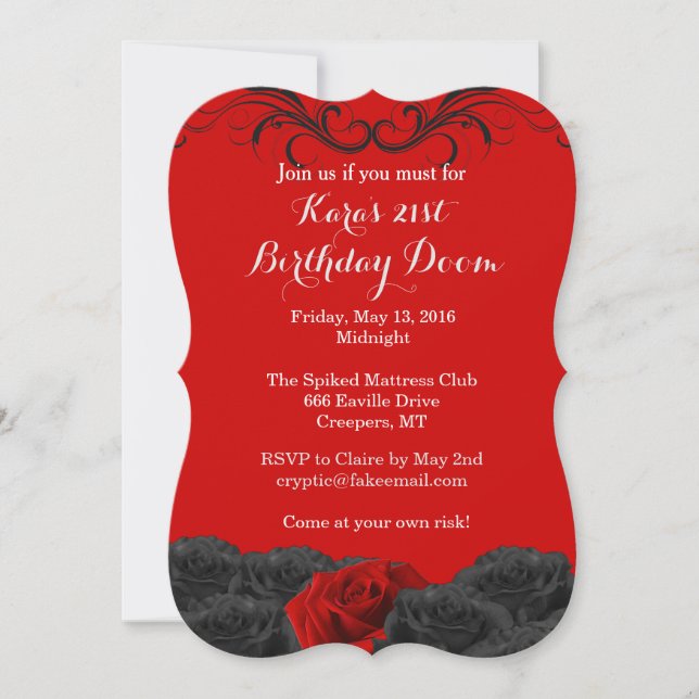 Invitación a la sentencia de cumpleaños 21 de Red  (Anverso)