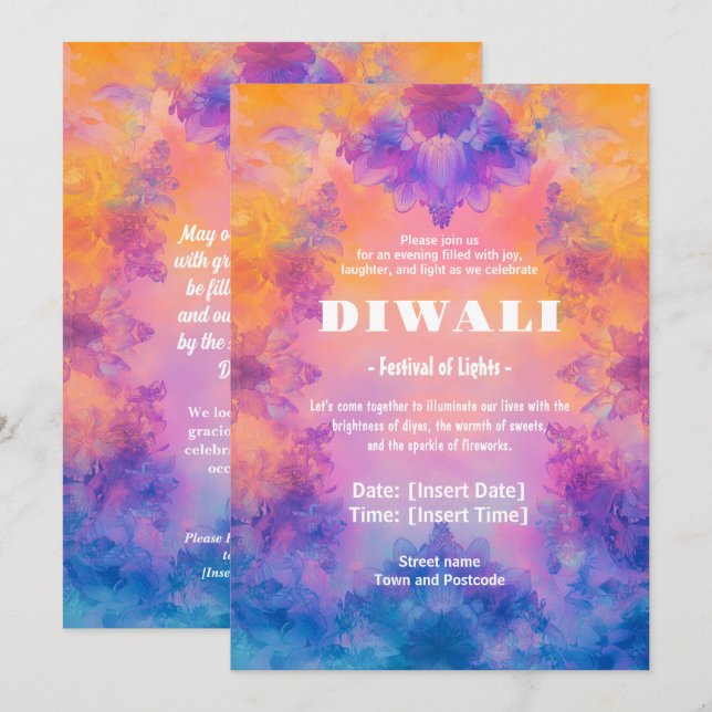 Invitación a la serenidad Diwali (Anverso / Reverso)