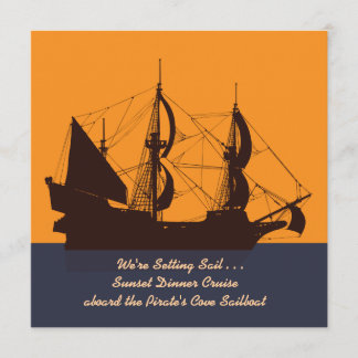 Invitación a la silueta de barco pirata