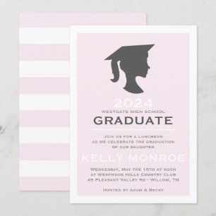 Invitación a la silueta de graduación de chica