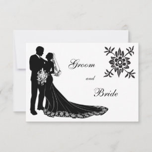Invitación a la silueta de novia y de Groom